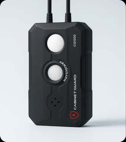 Operator-built cabinet security device with audible and visual alerts